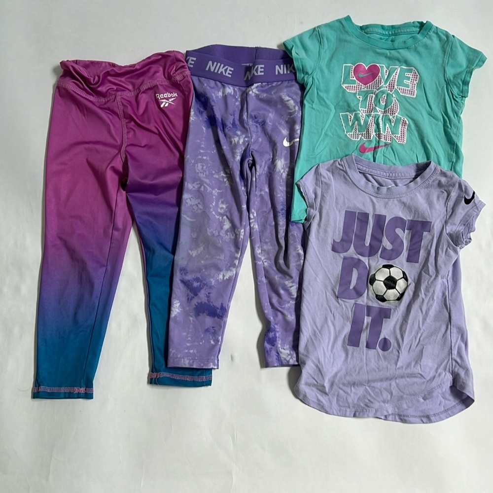 Girls Nike and Reebok leggings and tshirts in XS